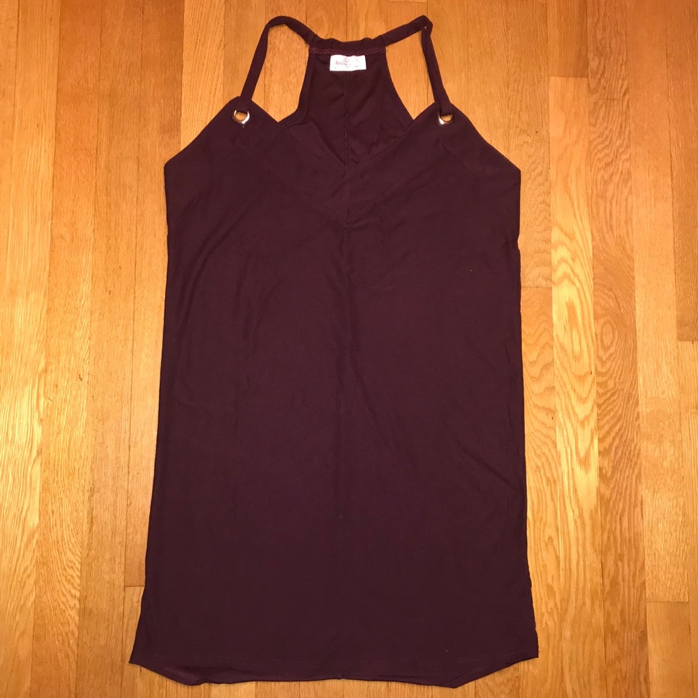 1X Glitz Racer Back Strap Mini Dark Mulberry Dress